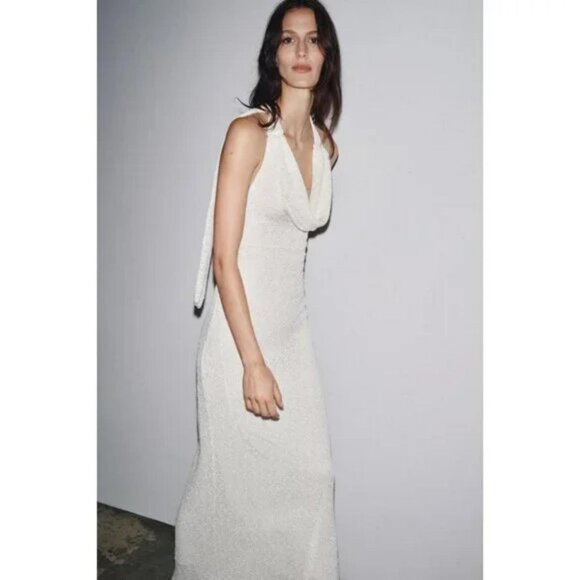 ZARA RUSTIC DRESS WITH SCARF - Picture 3 of 10